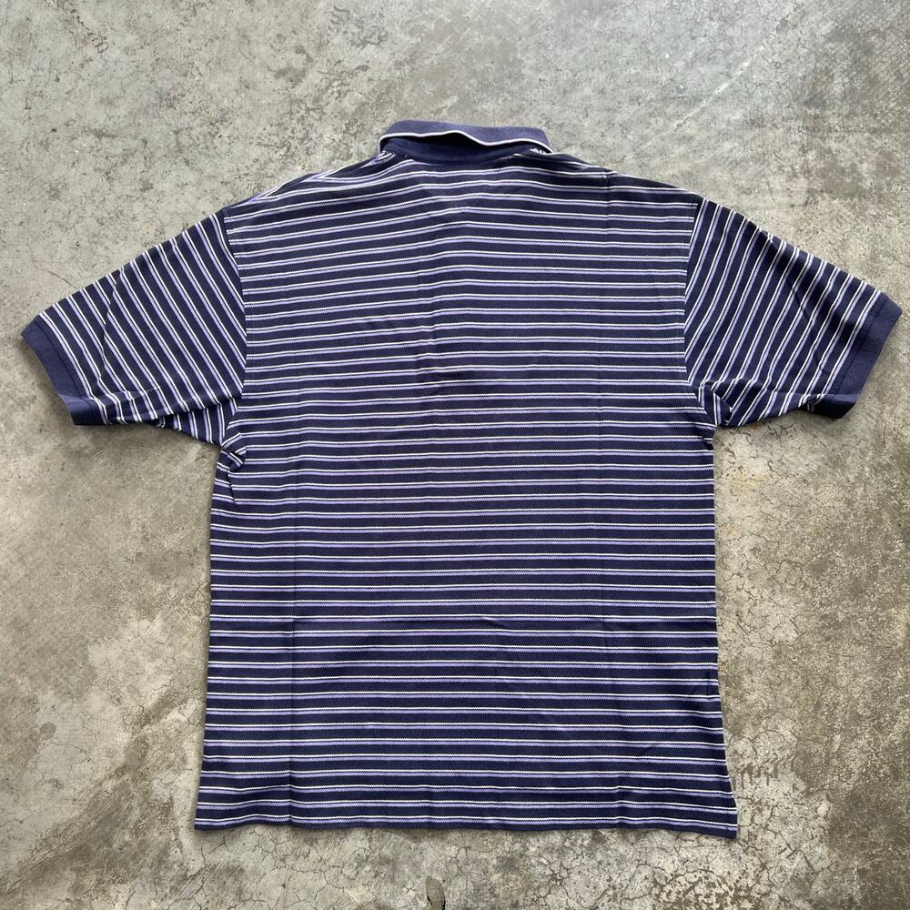 Tommy Hilfiger Vintage 90s Crest Polo Shirt Mens XL Navy Purple Stripe Cotton - Picture 7 of 7